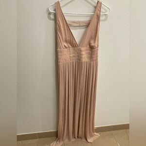 Elizabeth and James Pleated Open Back Dress w/Ribbon Detail